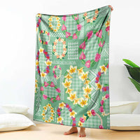 Hawaiian Leis Blanket Kakau Tattoos and Palaka Pastel Green Color LT03 - Polynesian Pride