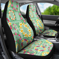 Hawaiian Leis Car Seat Cover Kakau Tattoos and Palaka Pastel Green Color LT03 - Polynesian Pride
