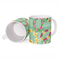 Hawaiian Leis Ceramic Mug Kakau Tattoos and Palaka Pastel Green Color LT03 - Polynesian Pride