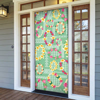 Hawaiian Leis Door Cover Kakau Tattoos and Palaka Pastel Green Color LT03 - Polynesian Pride