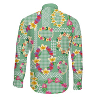 Hawaiian Leis Family Matching Mermaid Dress and Hawaiian Shirt Kakau Tattoos and Palaka Pastel Green Color LT03 - Polynesian Pride