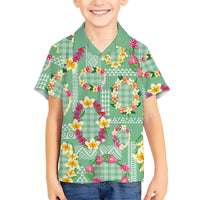 Hawaiian Leis Family Matching Mermaid Dress and Hawaiian Shirt Kakau Tattoos and Palaka Pastel Green Color LT03 Son's Shirt Green - Polynesian Pride