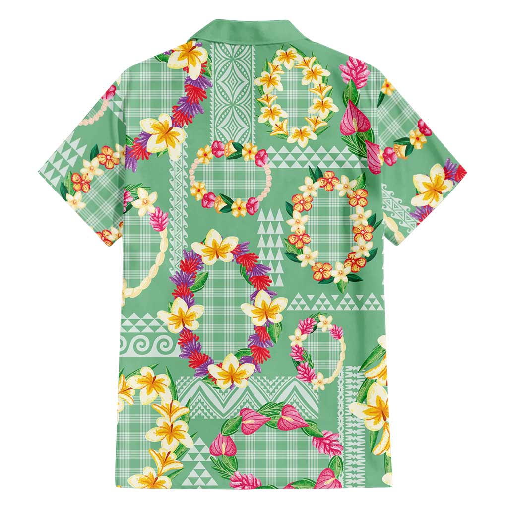 Hawaiian Leis Family Matching Puletasi and Hawaiian Shirt Kakau Tattoos and Palaka Pastel Green Color LT03 - Polynesian Pride