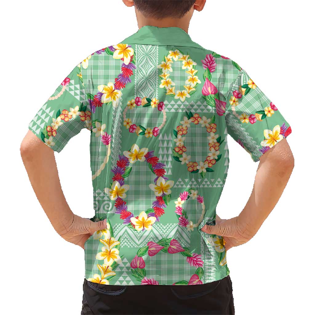 Hawaiian Leis Family Matching Summer Maxi Dress and Hawaiian Shirt Kakau Tattoos and Palaka Pastel Green Color LT03 - Polynesian Pride