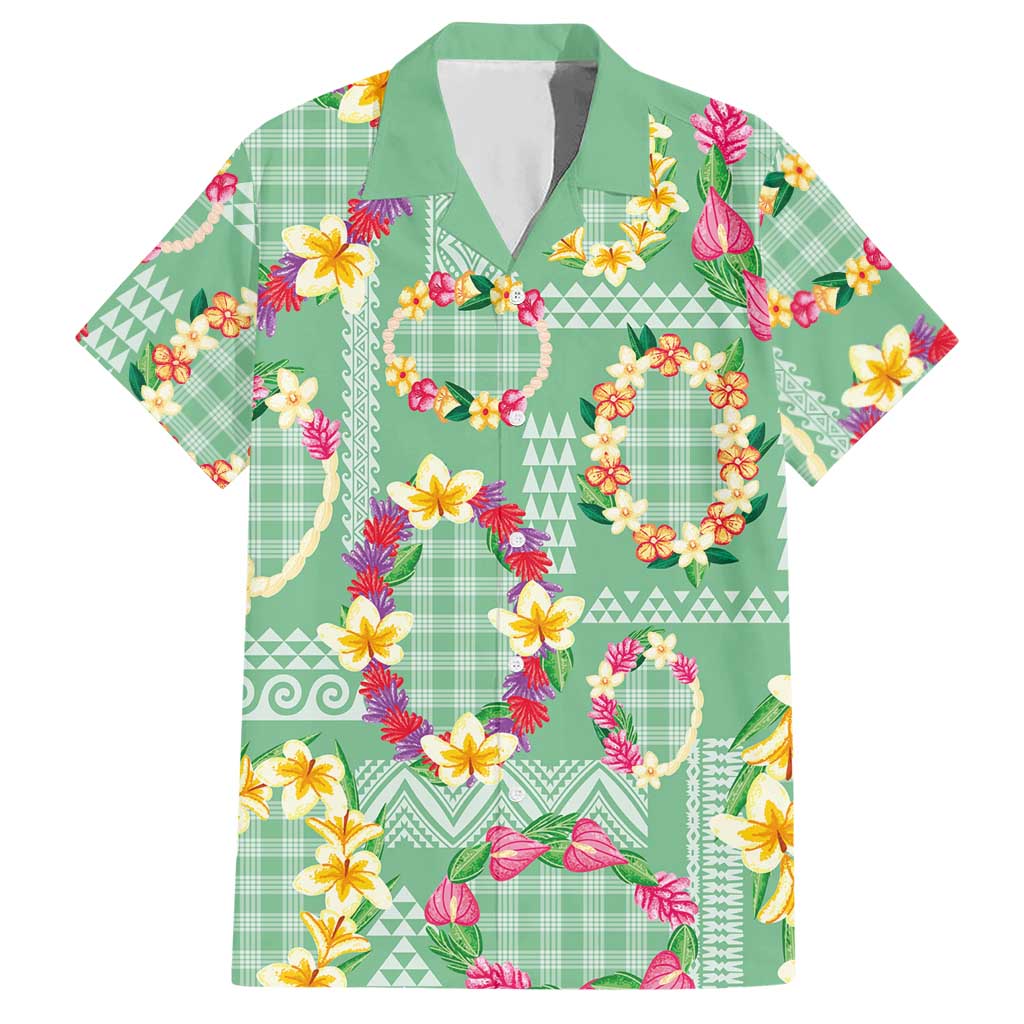 Hawaiian Leis Hawaiian Shirt Kakau Tattoos and Palaka Pastel Green Color LT03 Green - Polynesian Pride