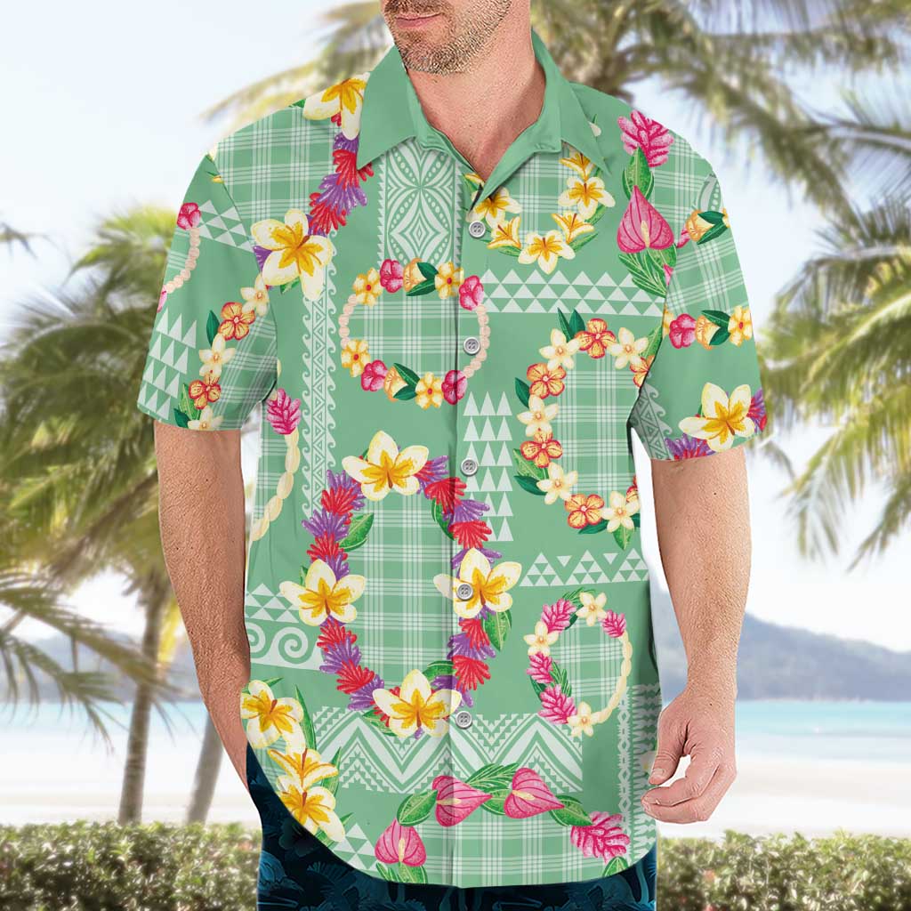 Hawaiian Leis Hawaiian Shirt Kakau Tattoos and Palaka Pastel Green Color LT03 - Polynesian Pride