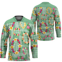 Hawaiian Leis Hockey Jersey Kakau Tattoos and Palaka Pastel Green Color LT03 - Polynesian Pride