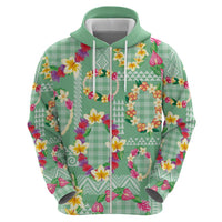Hawaiian Leis Hoodie Kakau Tattoos and Palaka Pastel Green Color LT03 - Polynesian Pride
