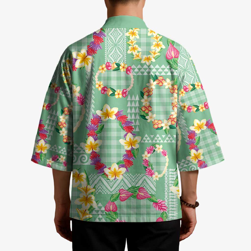 Hawaiian Leis Kimono Kakau Tattoos and Palaka Pastel Green Color LT03 - Polynesian Pride
