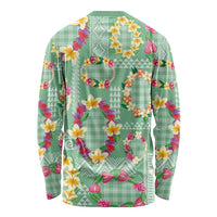 Hawaiian Leis Long Sleeve Shirt Kakau Tattoos and Palaka Pastel Green Color LT03 - Polynesian Pride