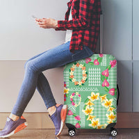 Hawaiian Leis Luggage Cover Kakau Tattoos and Palaka Pastel Green Color LT03 - Polynesian Pride