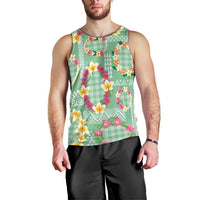 Hawaiian Leis Men Tank Top Kakau Tattoos and Palaka Pastel Green Color LT03 - Polynesian Pride