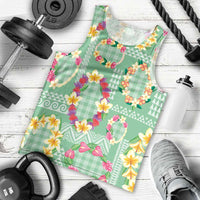 Hawaiian Leis Men Tank Top Kakau Tattoos and Palaka Pastel Green Color LT03 - Polynesian Pride
