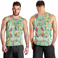 Hawaiian Leis Men Tank Top Kakau Tattoos and Palaka Pastel Green Color LT03 - Polynesian Pride
