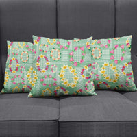 Hawaiian Leis Pillow Cover Kakau Tattoos and Palaka Pastel Green Color LT03 - Polynesian Pride