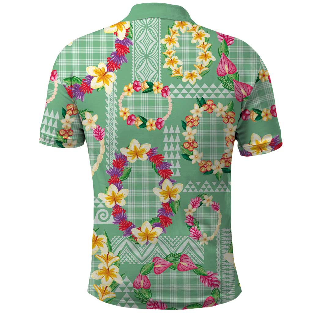 Hawaiian Leis Polo Shirt Kakau Tattoos and Palaka Pastel Green Color LT03 - Polynesian Pride