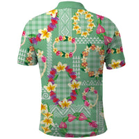 Hawaiian Leis Polo Shirt Kakau Tattoos and Palaka Pastel Green Color LT03 - Polynesian Pride