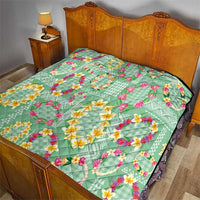 Hawaiian Leis Quilt Kakau Tattoos and Palaka Pastel Green Color LT03 - Polynesian Pride