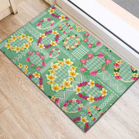 Hawaiian Leis Rubber Doormat Kakau Tattoos and Palaka Pastel Green Color LT03 - Polynesian Pride