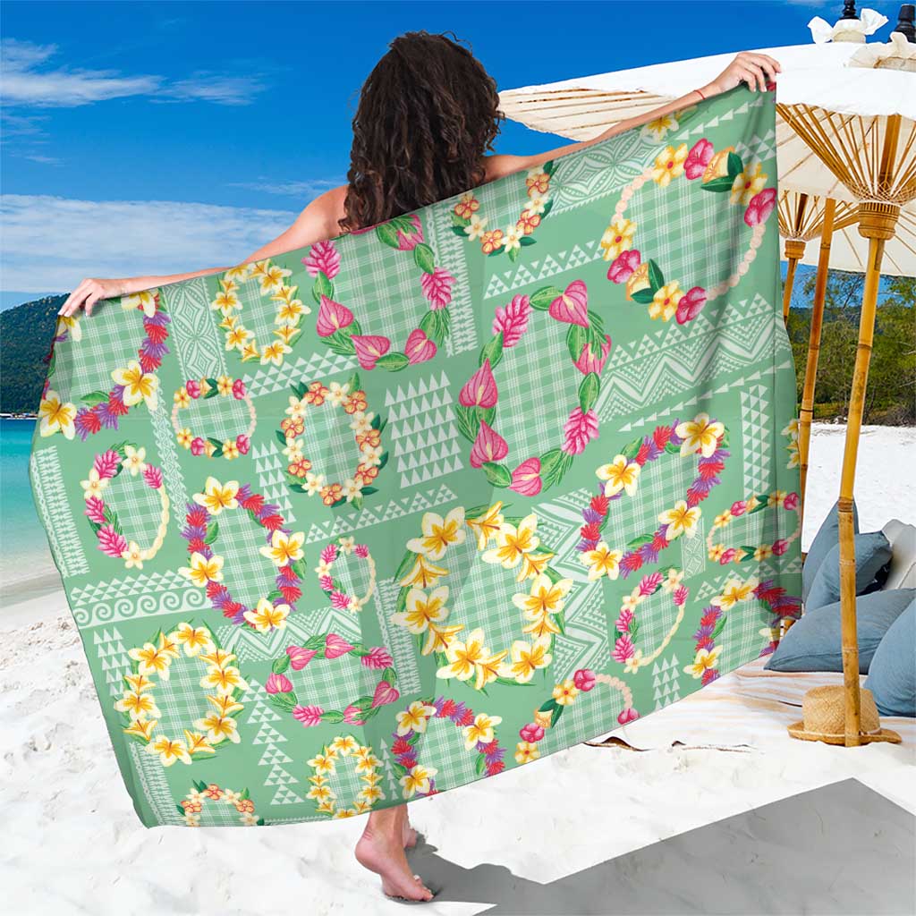 Hawaiian Leis Sarong Kakau Tattoos and Palaka Pastel Green Color