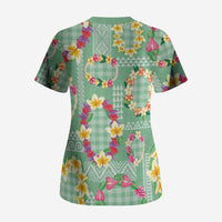Hawaiian Leis Scrub Top Kakau Tattoos and Palaka Pastel Green Color LT03 - Polynesian Pride
