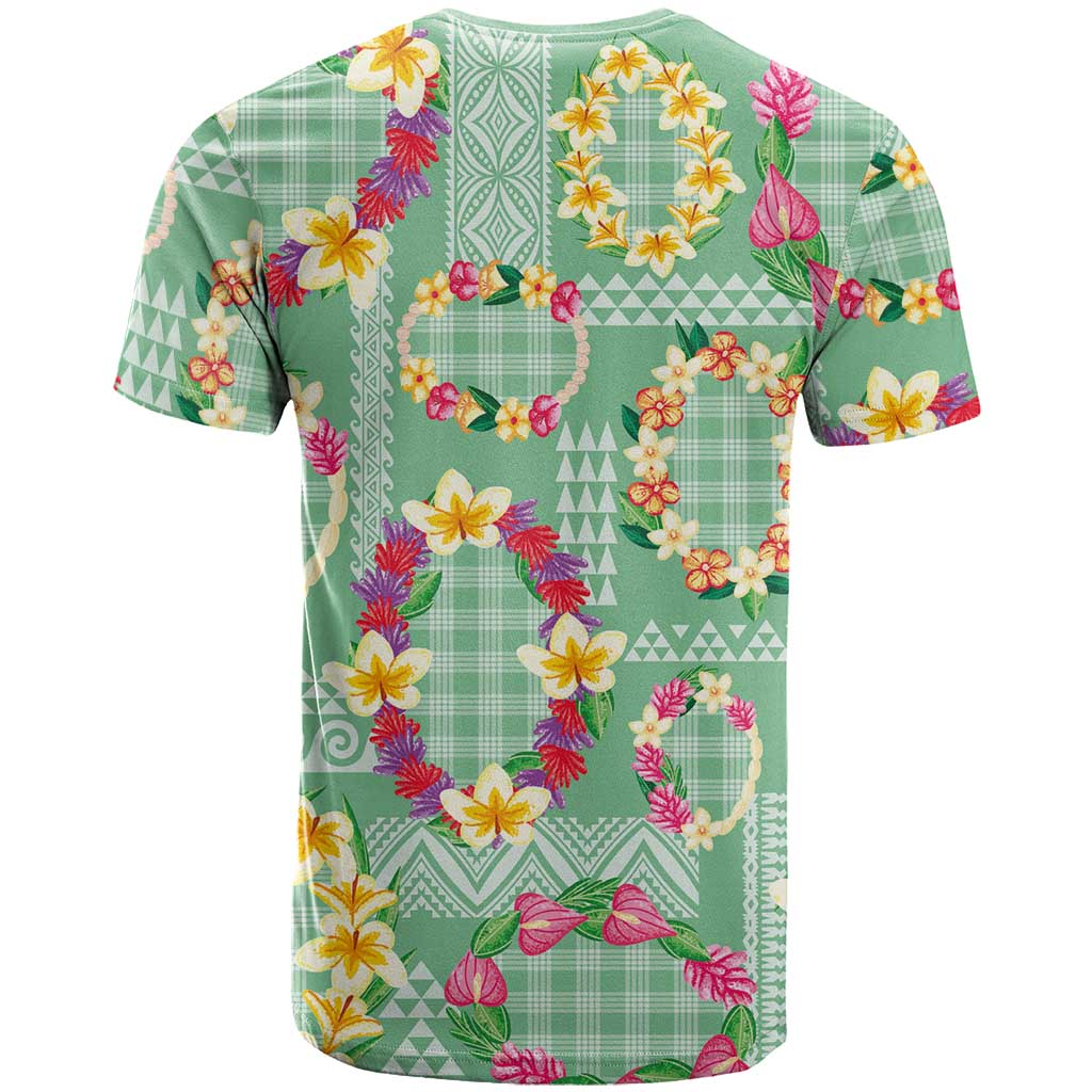 Hawaiian Leis T Shirt Kakau Tattoos and Palaka Pastel Green Color LT03 - Polynesian Pride