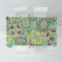 Hawaiian Leis Tablecloth Kakau Tattoos and Palaka Pastel Green Color LT03 Green - Polynesian Pride