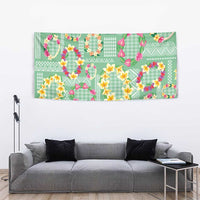 Hawaiian Leis Tapestry Kakau Tattoos and Palaka Pastel Green Color LT03 - Polynesian Pride