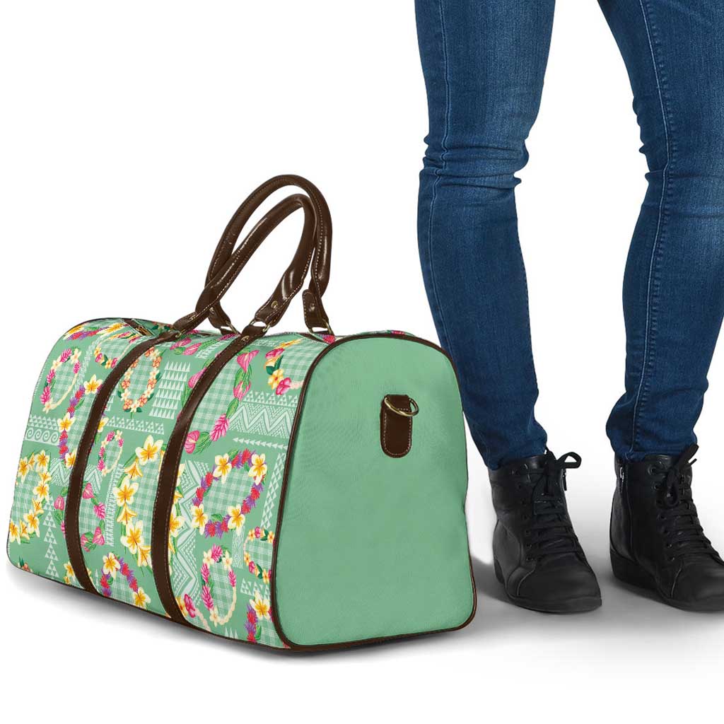 Hawaiian Leis Travel Bag Kakau Tattoos and Palaka Pastel Green Color LT03 - Polynesian Pride