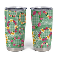 Hawaiian Leis Tumbler Cup Kakau Tattoos and Palaka Pastel Green Color LT03 Green - Polynesian Pride