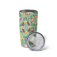 Hawaiian Leis Tumbler Cup Kakau Tattoos and Palaka Pastel Green Color LT03 - Polynesian Pride