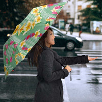 Hawaiian Leis Umbrella Kakau Tattoos and Palaka Pastel Green Color LT03 - Polynesian Pride