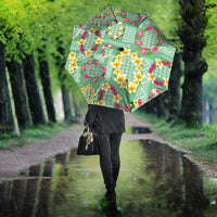 Hawaiian Leis Umbrella Kakau Tattoos and Palaka Pastel Green Color LT03 - Polynesian Pride