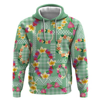 Hawaiian Leis Zip Hoodie Kakau Tattoos and Palaka Pastel Green Color LT03 Pullover Hoodie Green - Polynesian Pride