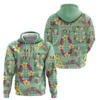Hawaiian Leis Zip Hoodie Kakau Tattoos and Palaka Pastel Green Color LT03 - Polynesian Pride