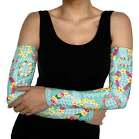 Hawaiian Leis Arm Sleeves Kakau Tattoos and Palaka Pastel Teal Color