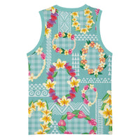 Hawaiian Leis Basketball Jersey Kakau Tattoos and Palaka Pastel Teal Color LT03 - Polynesian Pride