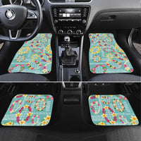 Hawaiian Leis Car Mats Kakau Tattoos and Palaka Pastel Teal Color