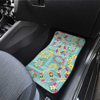 Hawaiian Leis Car Mats Kakau Tattoos and Palaka Pastel Teal Color