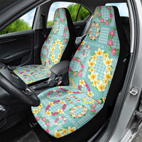 Hawaiian Leis Car Seat Cover Kakau Tattoos and Palaka Pastel Teal Color LT03 - Polynesian Pride