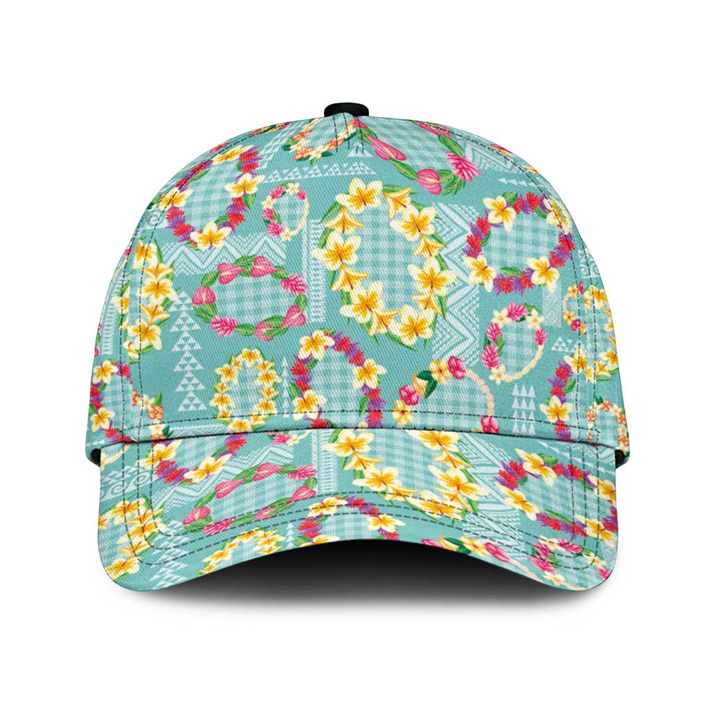 Hawaiian Leis Classic Cap Kakau Tattoos and Palaka Pastel Teal Color LT03 Universal Fit Teal - Polynesian Pride