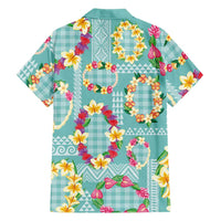 Hawaiian Leis Family Matching Summer Maxi Dress and Hawaiian Shirt Kakau Tattoos and Palaka Pastel Teal Color LT03 - Polynesian Pride