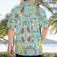 Hawaiian Leis Hawaiian Shirt Kakau Tattoos and Palaka Pastel Teal Color LT03 - Polynesian Pride