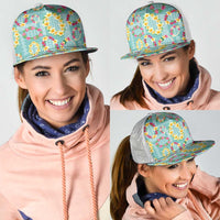 Hawaiian Leis Mesh Trucker Cap Kakau Tattoos and Palaka Pastel Teal Color LT03 - Polynesian Pride
