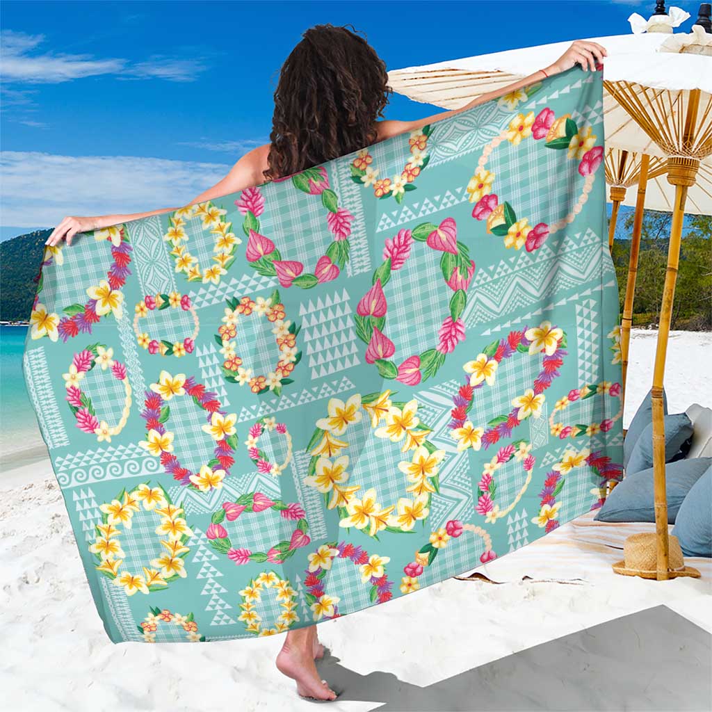 Hawaiian Leis Sarong Kakau Tattoos and Palaka Pastel Teal Color LT03 One Size 44 x 66 inches Teal - Polynesian Pride