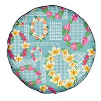 Hawaiian Leis Spare Tire Cover Kakau Tattoos and Palaka Pastel Teal Color LT03 - Polynesian Pride