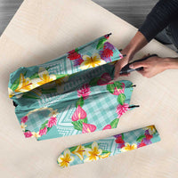 Hawaiian Leis Umbrella Kakau Tattoos and Palaka Pastel Teal Color