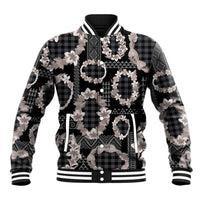 Hawaiian Leis Baseball Jacket Kakau Tattoos and Palaka Pastel Grayscale