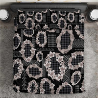 Hawaiian Leis Bedding Set Kakau Tattoos and Palaka Pastel Grayscale LT03 Black - Polynesian Pride