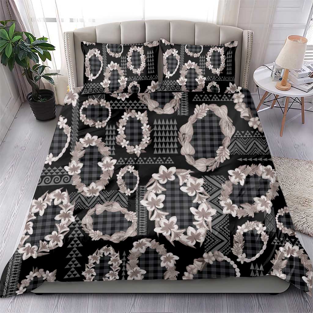Hawaiian Leis Bedding Set Kakau Tattoos and Palaka Pastel Grayscale LT03 - Polynesian Pride